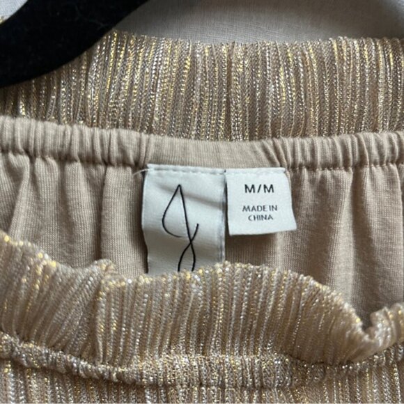 Joie shimmer gold mock neck long sleeve blouse Sz M - Picture 6 of 10